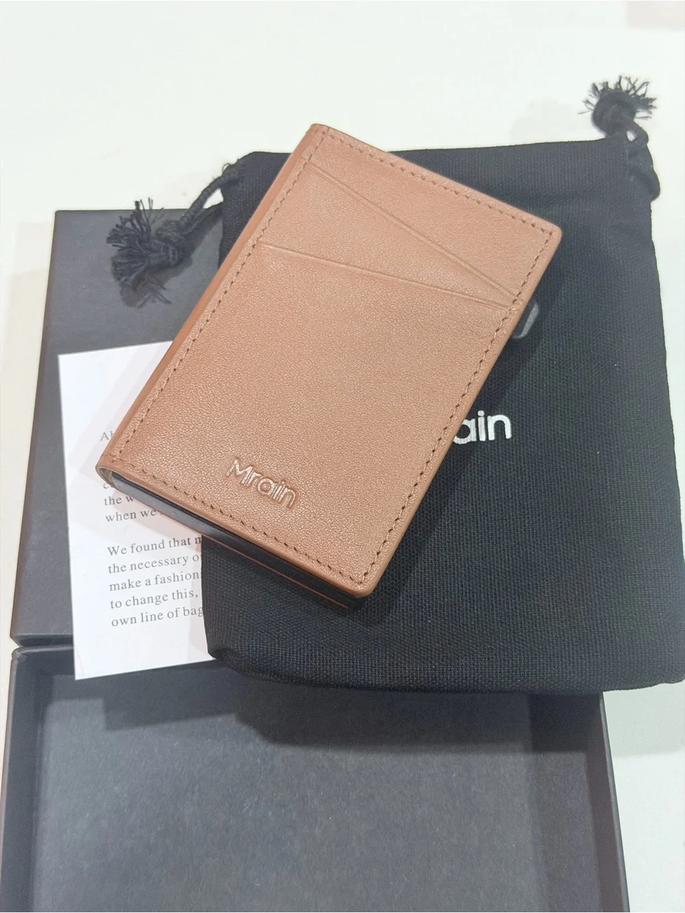 Mrain Slim Premium Leather Pop-Up Wallet.